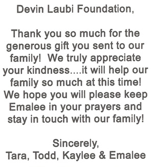 Devin Laubi Foundation testimonial